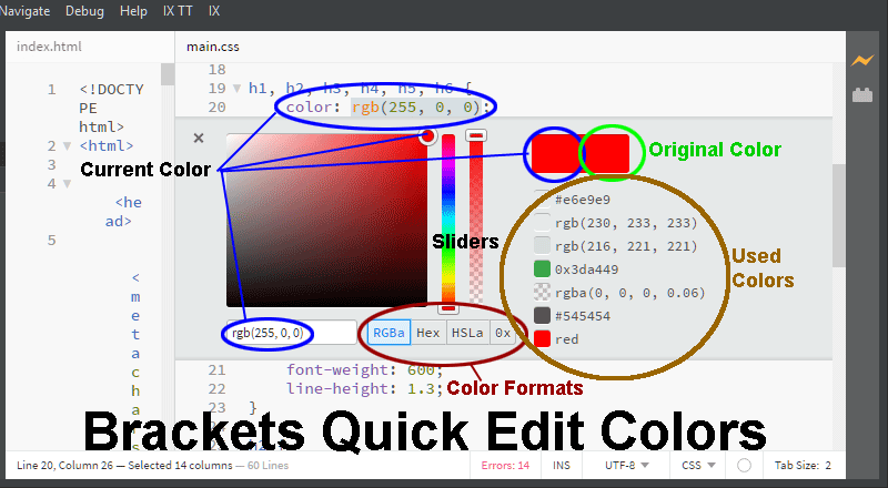 brackets text editor red highlight
