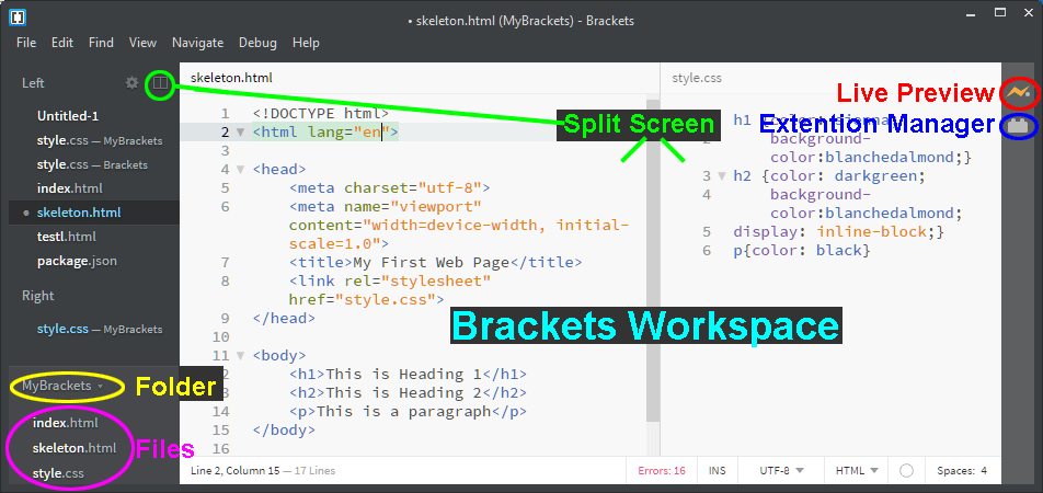 brackets text editor how to join lines