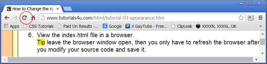 refresh chrome browser